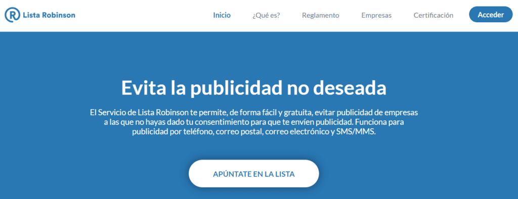Así de fácil es utilizar la Lista Robinson para evitar las llamadas de teléfono comerciales. lista robinson