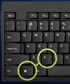 atajo de teclado win + x