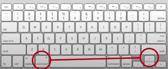 atajo de teclado para mac command + arriba