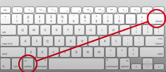 comandos de teclado para Mac IOS option + delete
