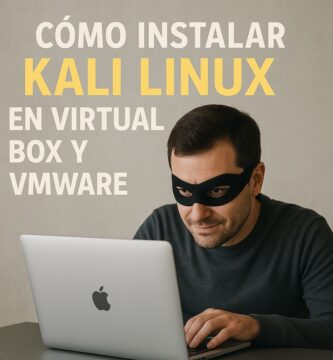 Persona instalando Kali Linux 2025 en una computadora portátil usando VirtualBox y VMware