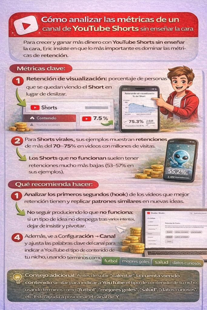 Cómo analizar las métricas de un canal de YouTube Shorts sin enseñar la cara