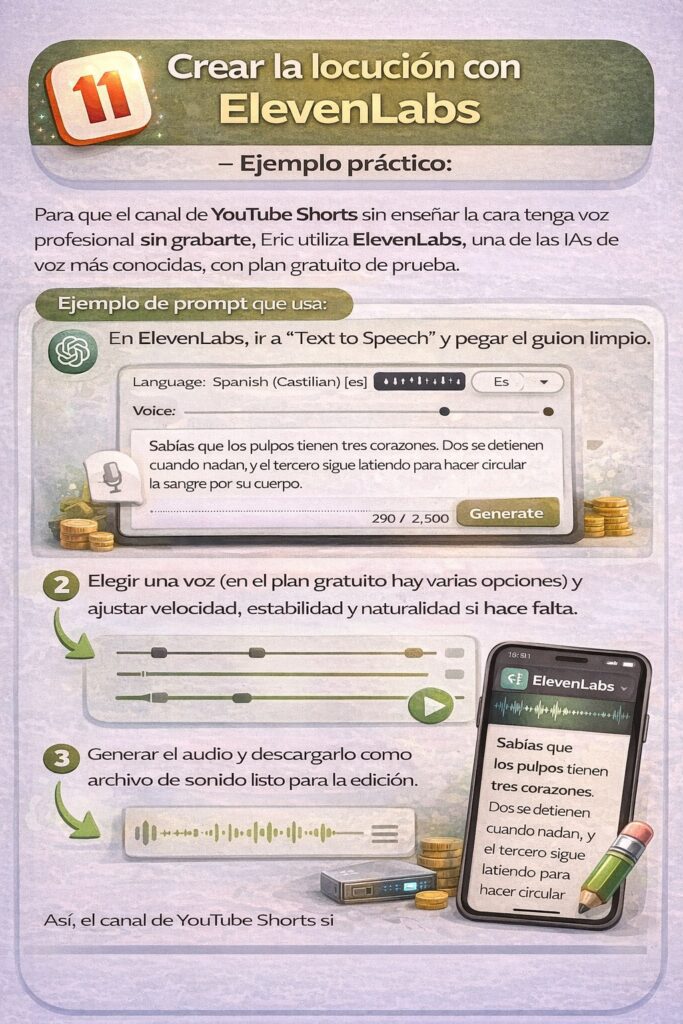 Crear la locuci&oacute;n con ElevenLabs