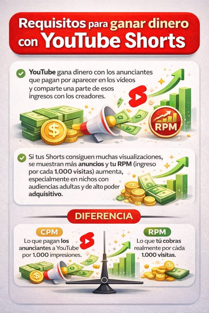 Requisitos para ganar dinero con YouTube Shorts