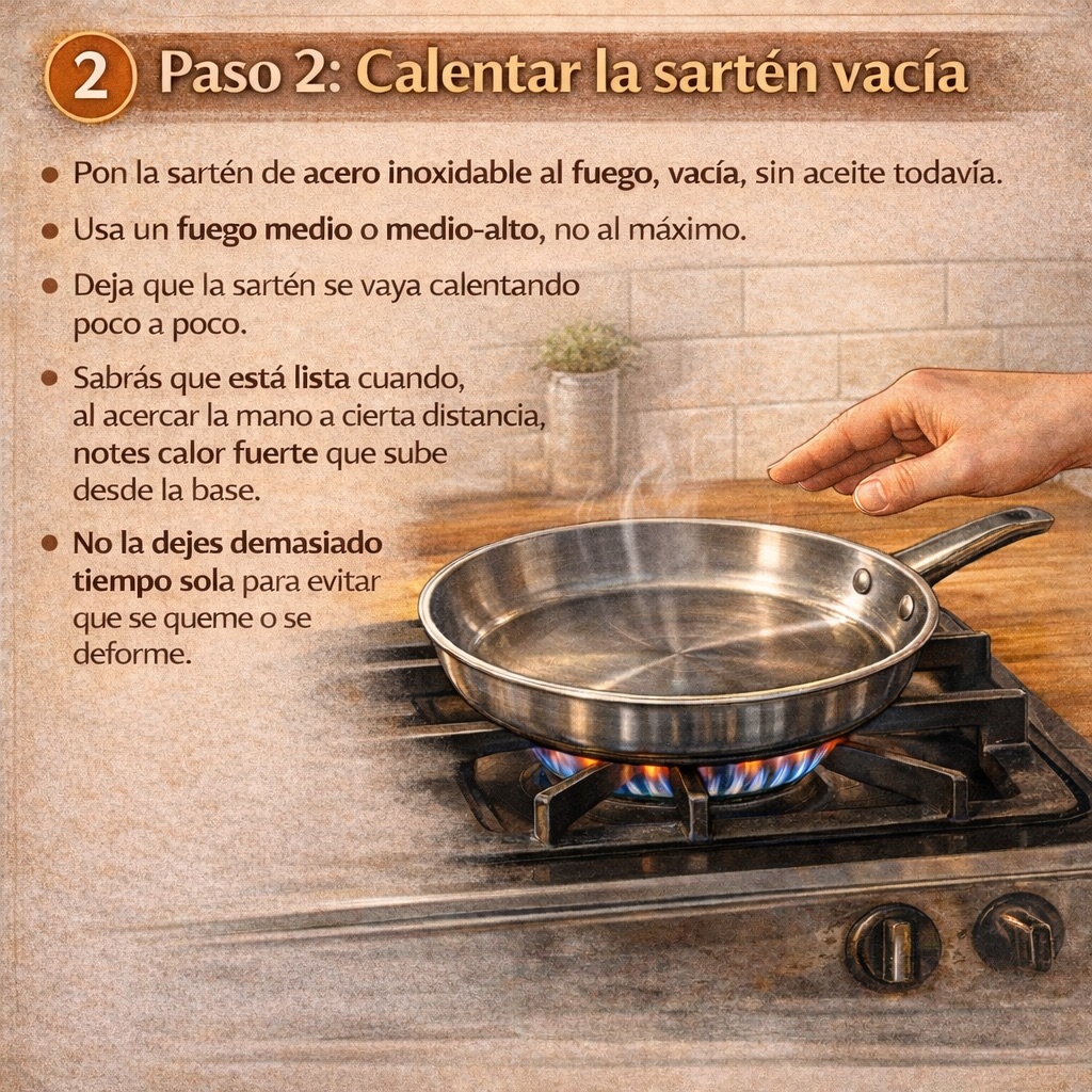 calentar la sartén vacía