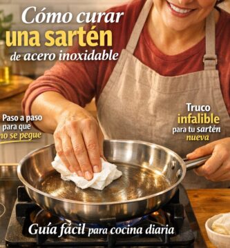 curar sartén de acero inoxidable