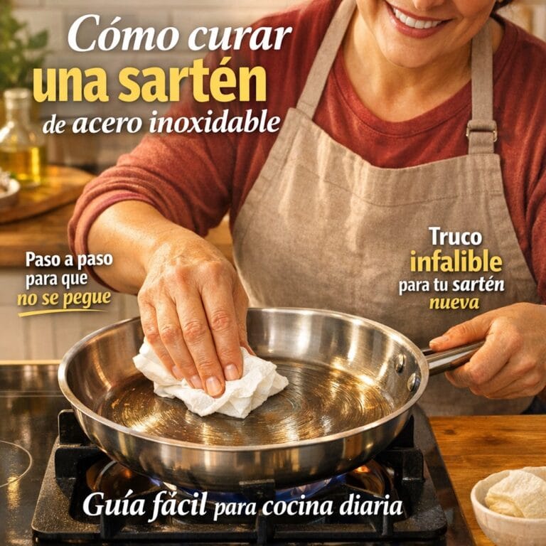 curar sartén de acero inoxidable