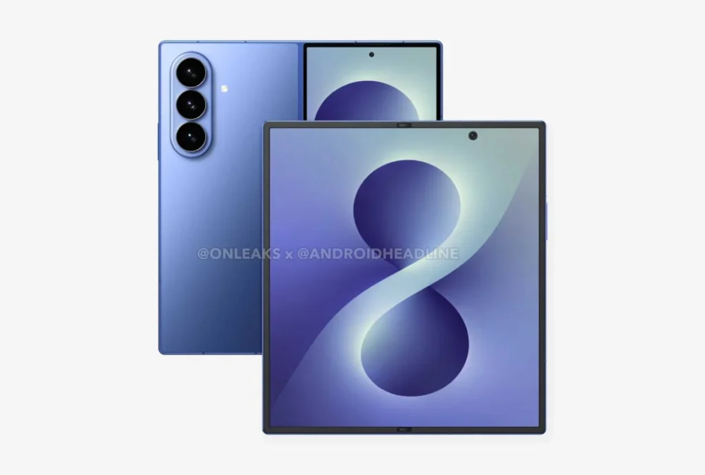 Samsung Galaxy Z Fold 8 render basado en archivos CAD oficiales filtrados por OnLeaks y Android Headlines