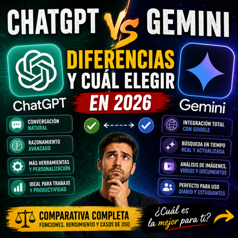 ChatGPT vs Gemini: diferencias y cu&aacute;l elegir en 2026