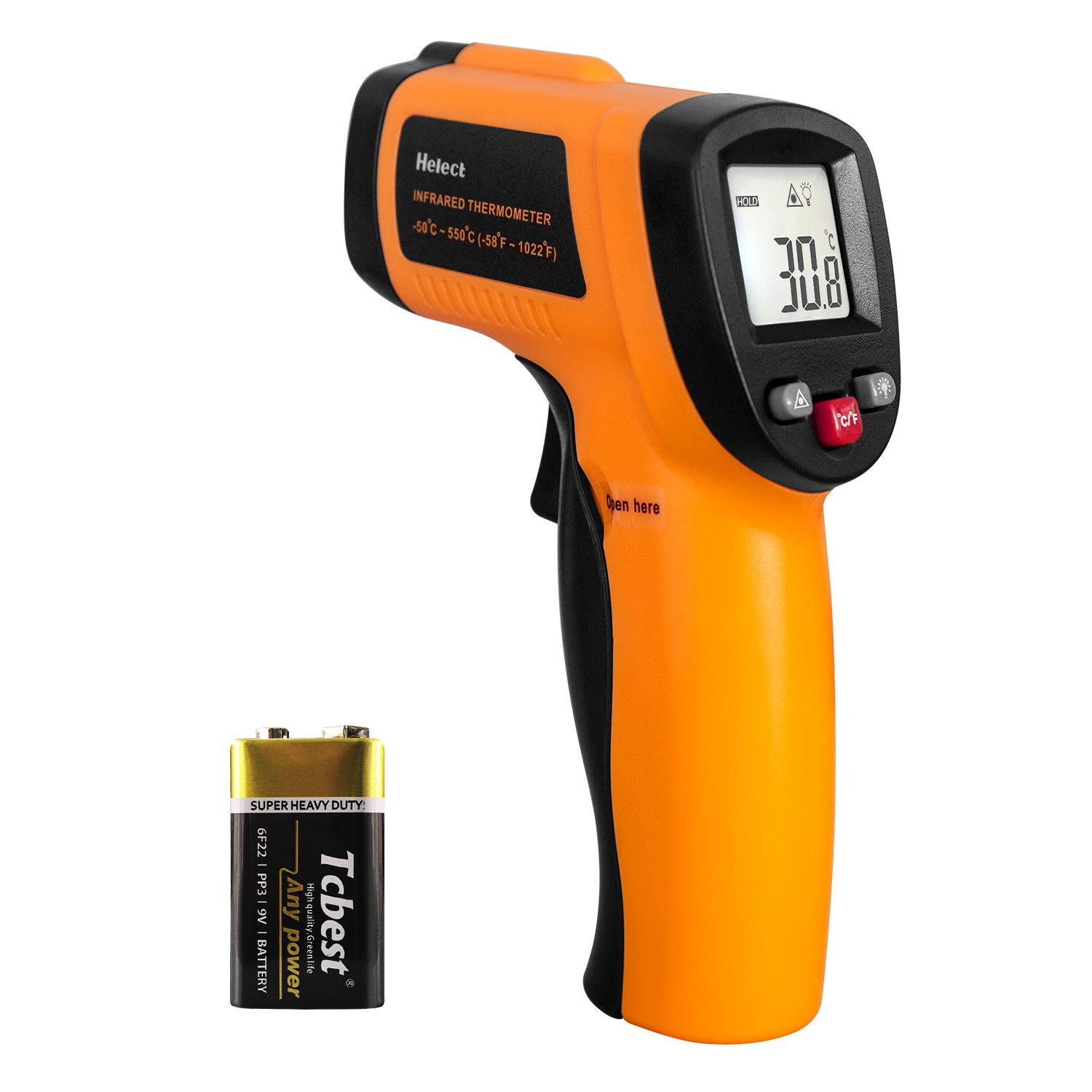 Helect term&oacute;metro infrarrojo digital sin contacto, pistola de temperatura de -50&deg;C a 550&deg;C