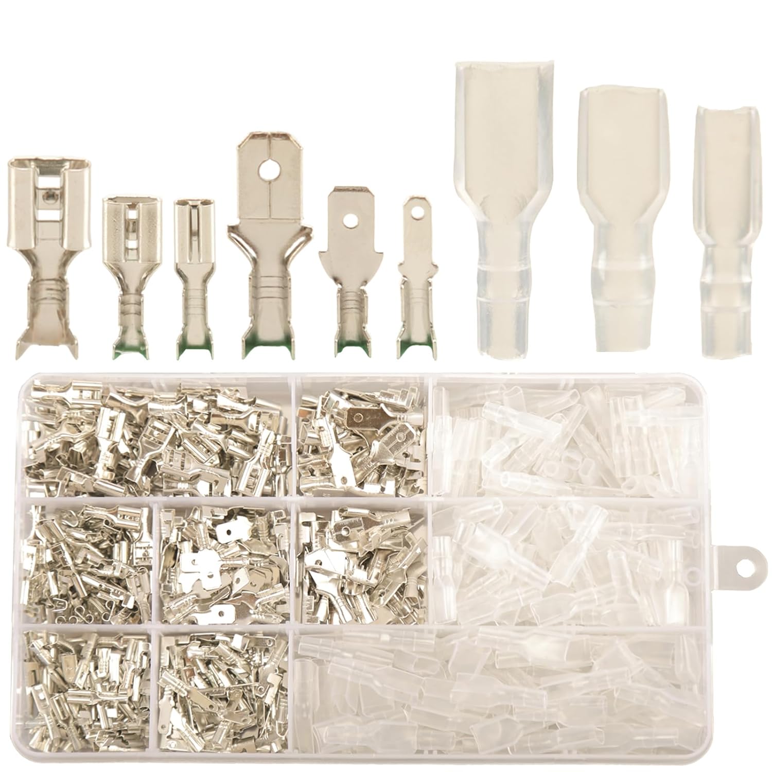 Kit de 540 conectores de pala macho y hembra tipo Faston con funda aislante