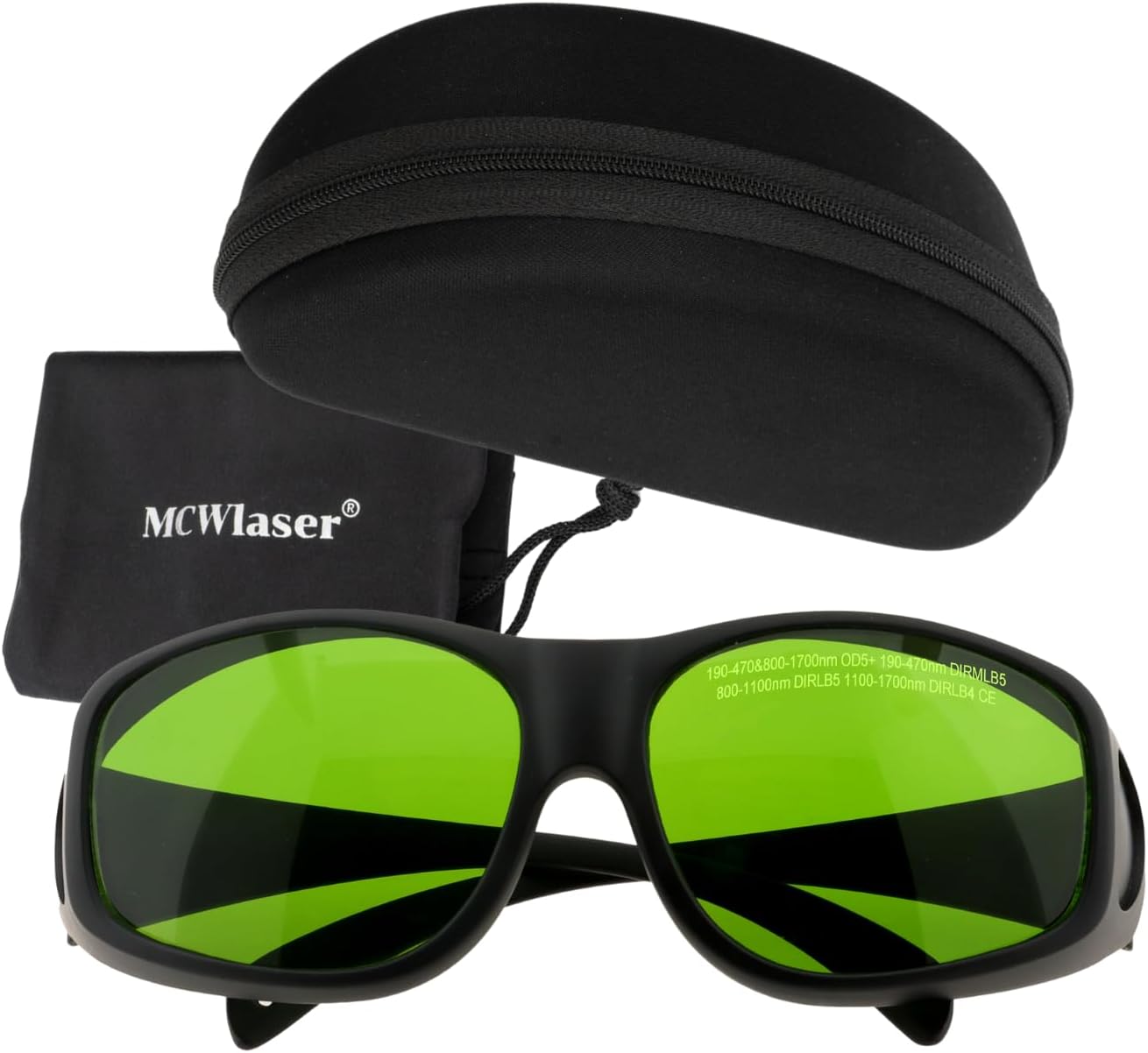 Gafas de seguridad MCWlaser con lentes verdes para protecci&oacute;n frente a l&aacute;ser azul