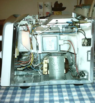 motor giraplatos de microondas visto tras desmontar el electrodoméstico