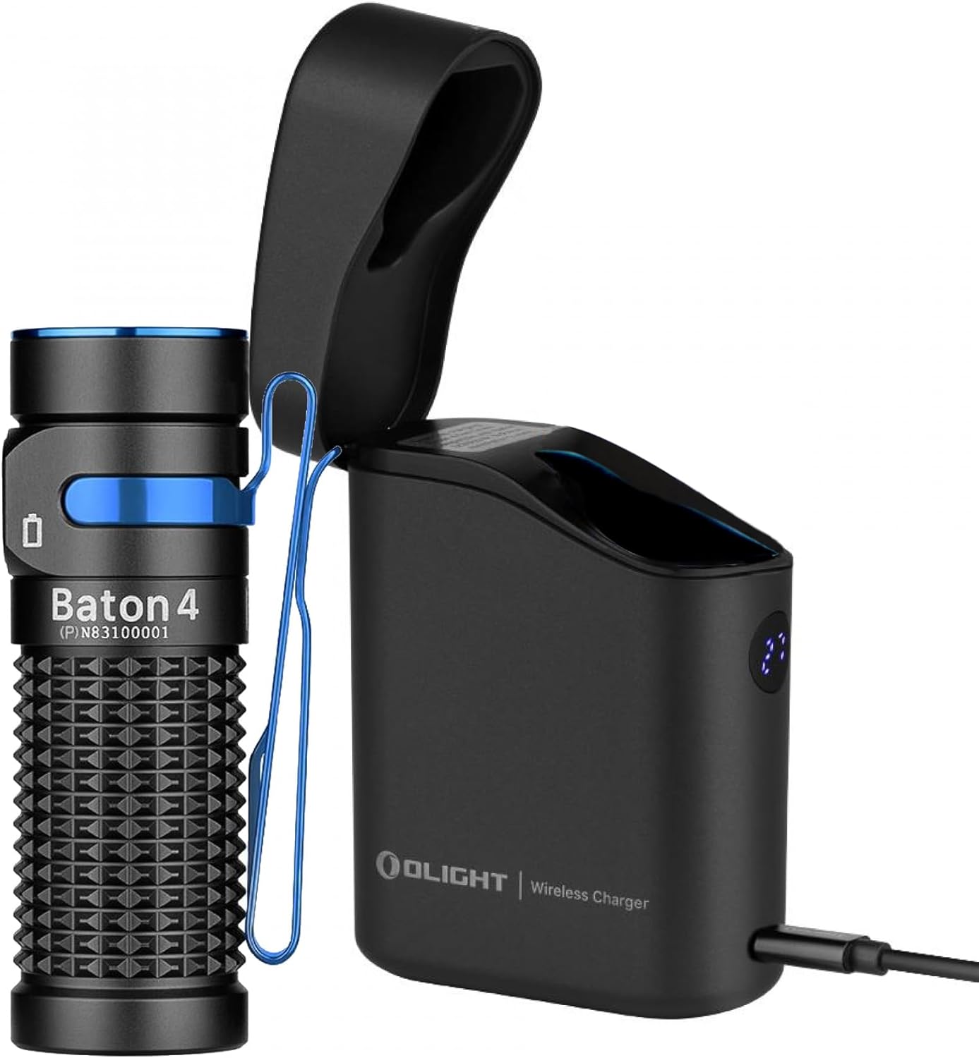 Olight Baton 4, linterna EDC de 1300 l&uacute;menes con base de carga inal&aacute;mbrica magn&eacute;tica