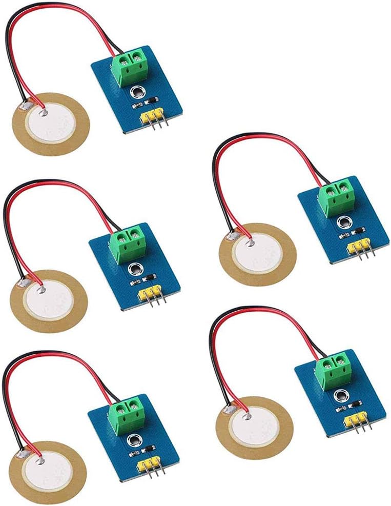 Pack de 5 sensores piezoel&eacute;ctricos de vibraci&oacute;n con m&oacute;dulo controlador para Arduino