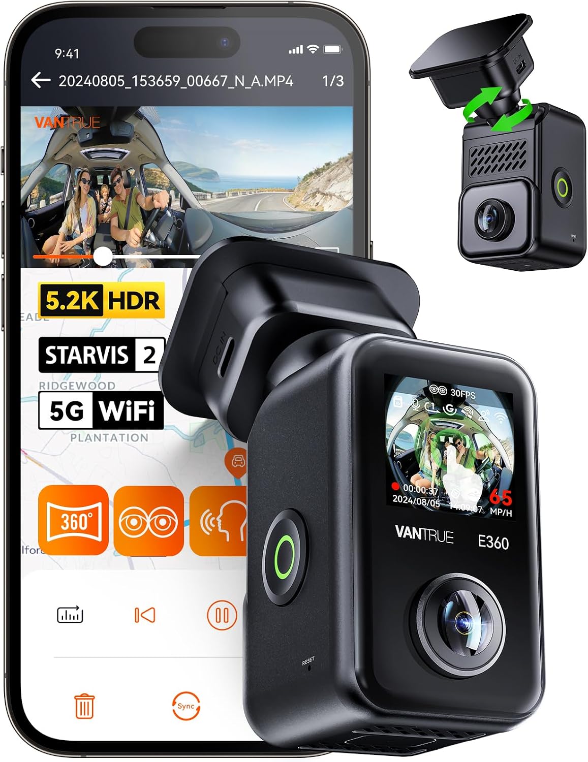 VANTRUE E360, dashcam panor&aacute;mica de doble lente 360 grados