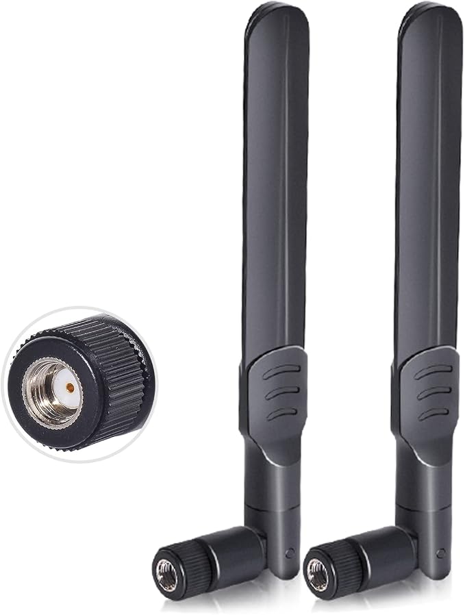 Antena WiFi Bingfu de doble banda 8dBi con conector RP-SMA macho, pack de 2 unidades