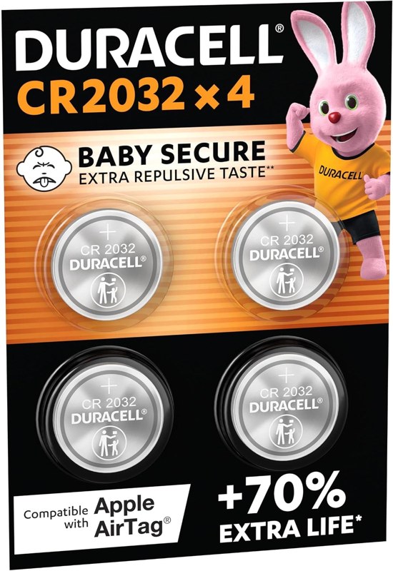 Pack de 4 pilas de bot&oacute;n de litio Duracell CR2032 de 3 V