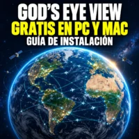 Globo terrestre con rutas de aviones y satélites que ilustra God’s Eye View