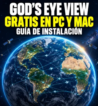 Globo terrestre con rutas de aviones y satélites que ilustra God’s Eye View