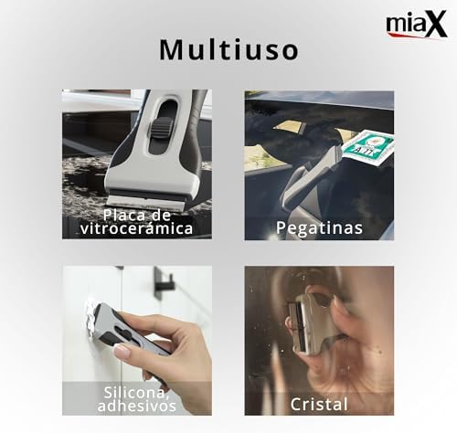 Placa de vitrocerámica siendo limpiada con una rasqueta, relacionado con el bloqueo por restos o líquido en el panel táctil